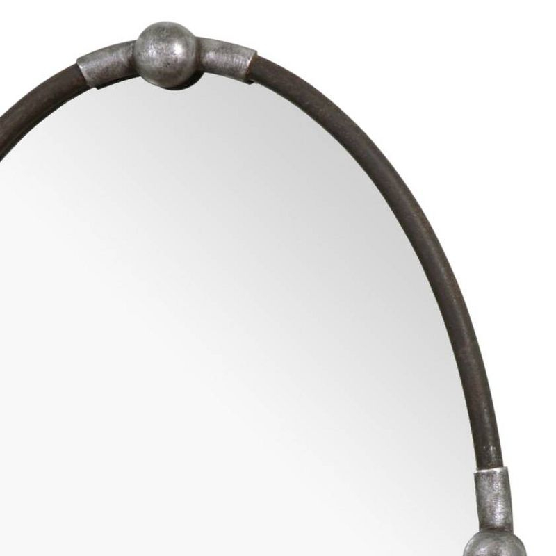 Uttermost Oval Vanity Accent Wall Mirror Modern Industrial Beveled Rust Black Frame 22" Wide for Bathroom Bedroom Living Room Home