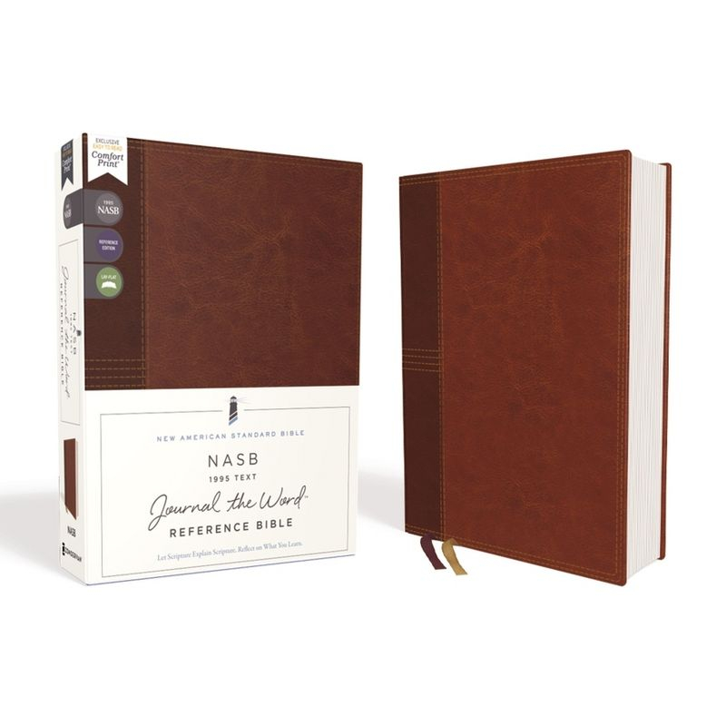 Nasb, Journal the Word Reference Bible, Leathersoft Over Board, Brown, Red Letter Edition, 1995 Text, Comfort Print - by  Zondervan (Hardcover)