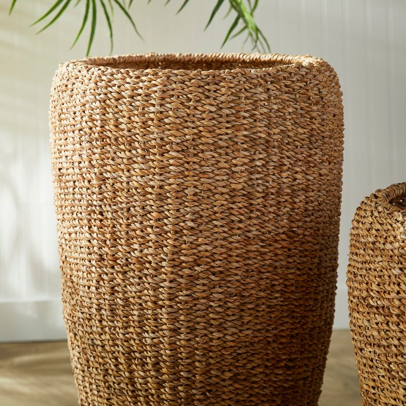 Plum & Post Seagrass Tall Round Planters, Set Of 2