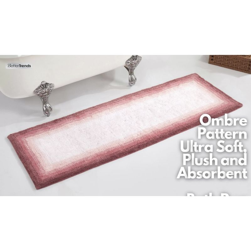 17"x24" Torrent Collection 100% Cotton Bath Rug Rose - Better Trends: Machine Washable, Tufted, Spray Latex Backing