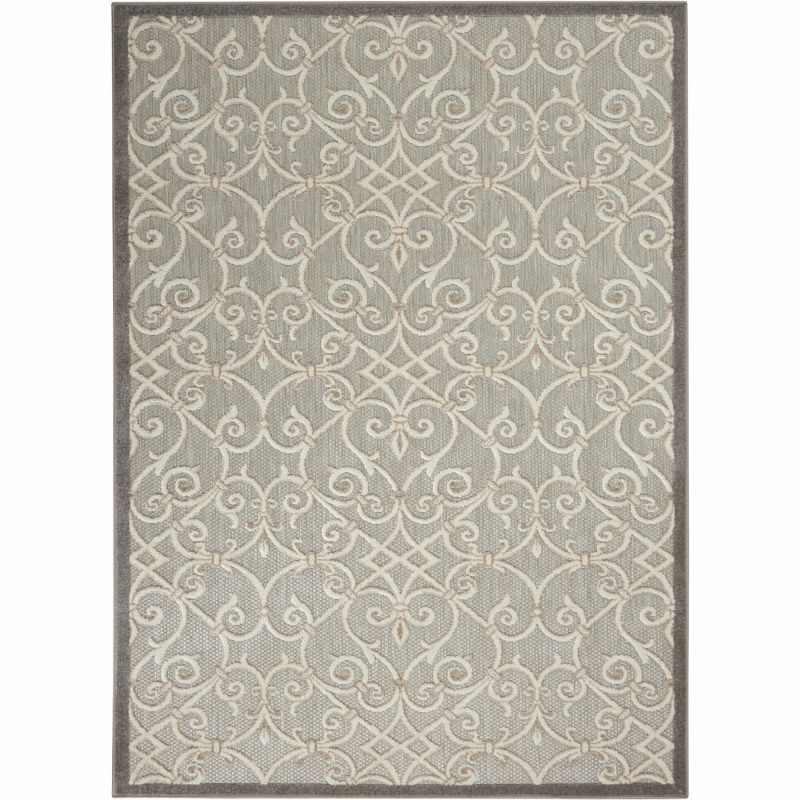 Nourison Aloha Contemporary Scroll Flatweave High-Low Indoor Outdoor Area Rug Natural 3'6" x 5'6"