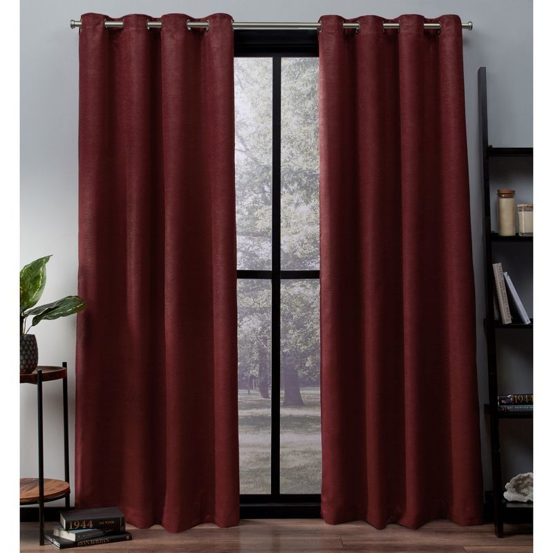 Set of 2 84"x52" Oxford Textured Sateen Thermal Room Darkening Grommet Top Window Curtain Panel Chili Red - Exclusive Home