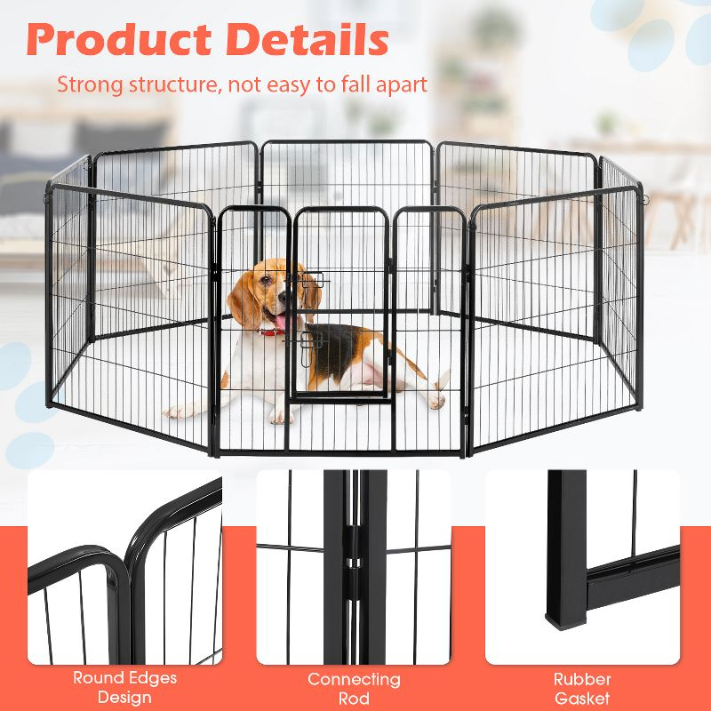 FDW Dog Playpen Pet Dog Fence 32" Height 8 Panels Metal Dog Pen Outdoor Exercise Pen with Doors for Large/Medium /Small Dogs for RV,Camping,Yard