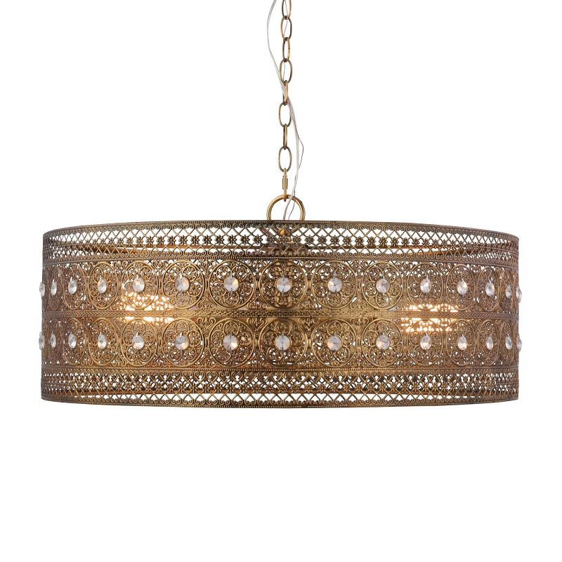 23.5" 3-Light Bryar Chandelier Brass/Crystal - River of Goods: UL Listed, Adjustable Height, Metal & Crystal Drum