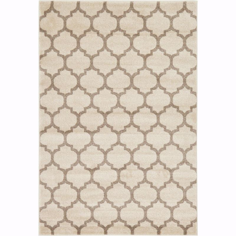 Unique Loom 4' 1 x 6' 1 Trellis Philadelphia Beige and Light Brown Area Rug