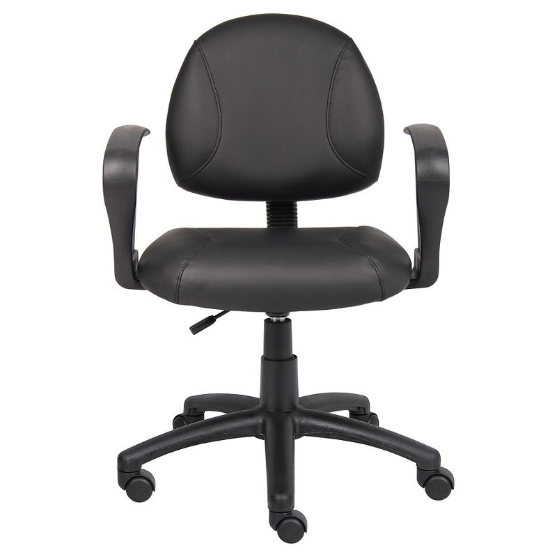Posture Chair with Loop Arms Black - Boss Office Products: LeatherPlus, Lumbar Support, Adjustable Height