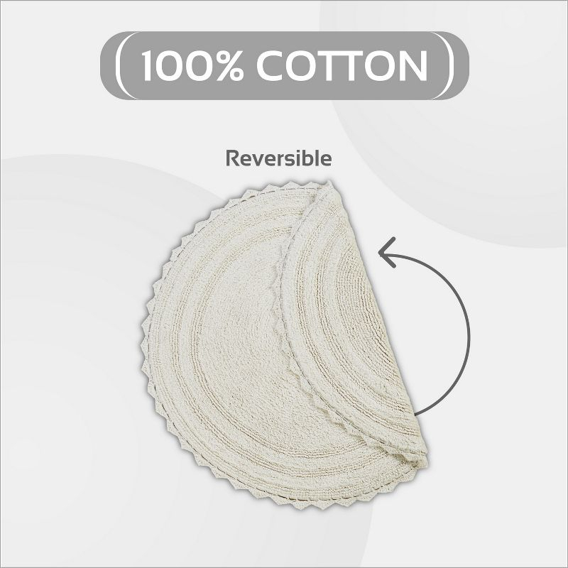 Better Trends Lilly Crochet 100% Cotton Tufted Reversible Bath Rug 30" Round - Ivory