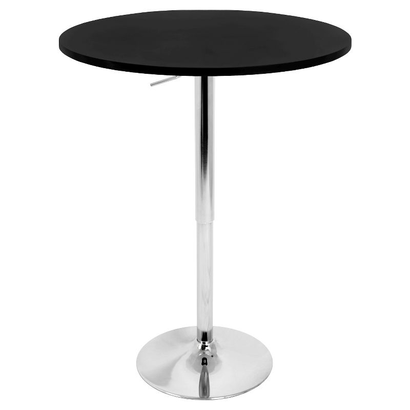 27.5" Elia Adjustable Pub, Bar and Counter Height Table: Chrome Pedestal Base, MDF Top, Kitchen-Friendly Table - LumiSource