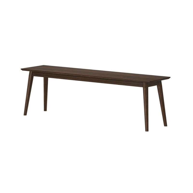 Plank+Beam 59" Mid Century Modern Solid Wood Dining Bench, Entryway Bench, Dining Room Bench, Walnut