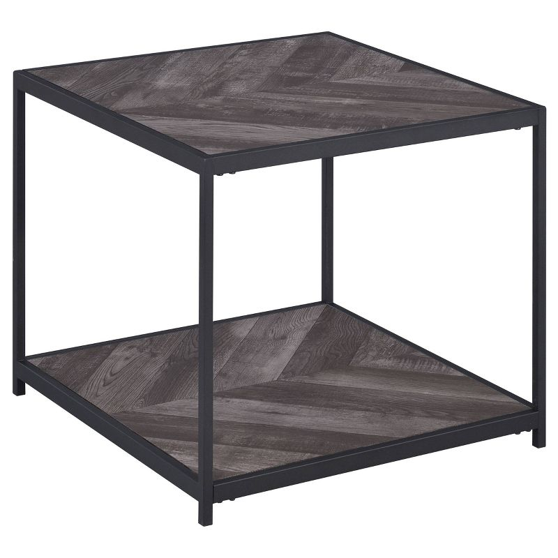 Beckley Wood End Table Gray Herringbone/Black - Coaster