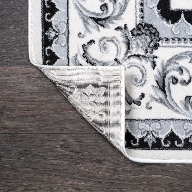 3'x5' Acanthus French Border Area Rug, Cream/Light Gray - JONATHAN Y