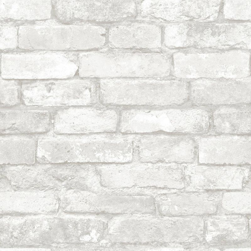 NuWallpaper Brick Peel & Stick Wallpaper White/Gray: Modern Brick Design, Self-Adhesive, Washable, 30.75 Sq Ft Coverage