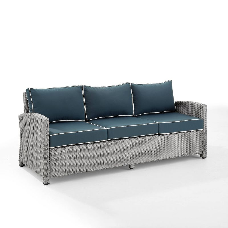 Bradenton Outdoor Wicker Sofa: Steel Frame, Moisture-Resistant Cushions, UV-Resistant - Crosley