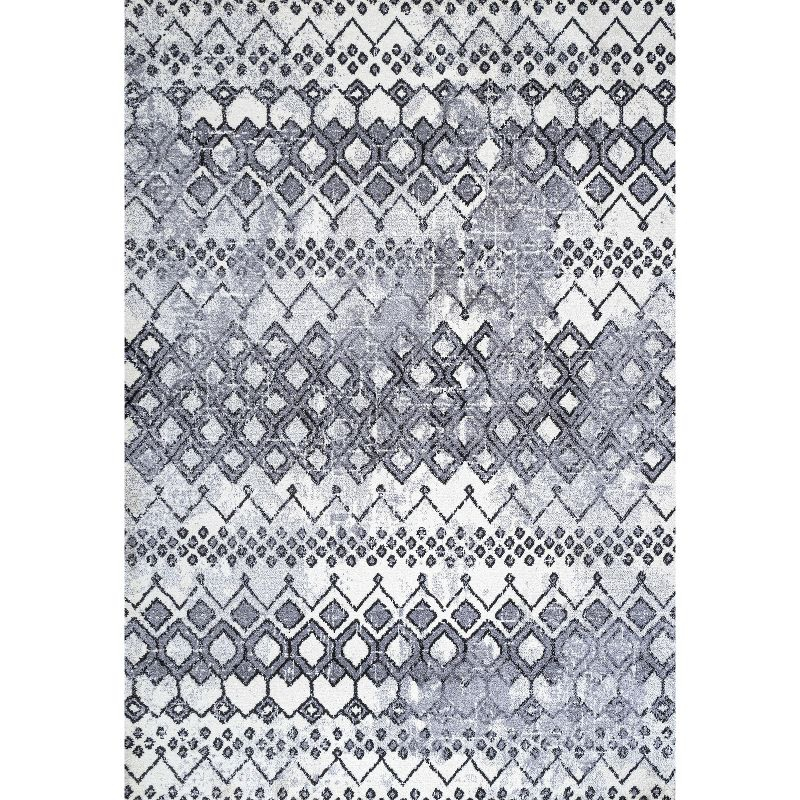 3'x 5' Azmar Moroccan Geometric Distressed Area Rug, Ivory/Black - JONATHAN Y