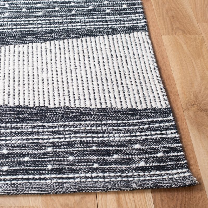 Striped Kilim STK521 Hand Woven Area Rug - Black/Ivory - 8'x10' - Safavieh.