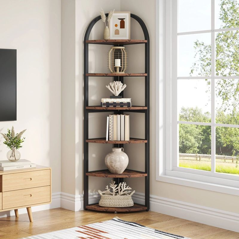 Hommoo 6-Tier Corner Shelf, 71 inch Tall Corner Bookshelf for Small Space