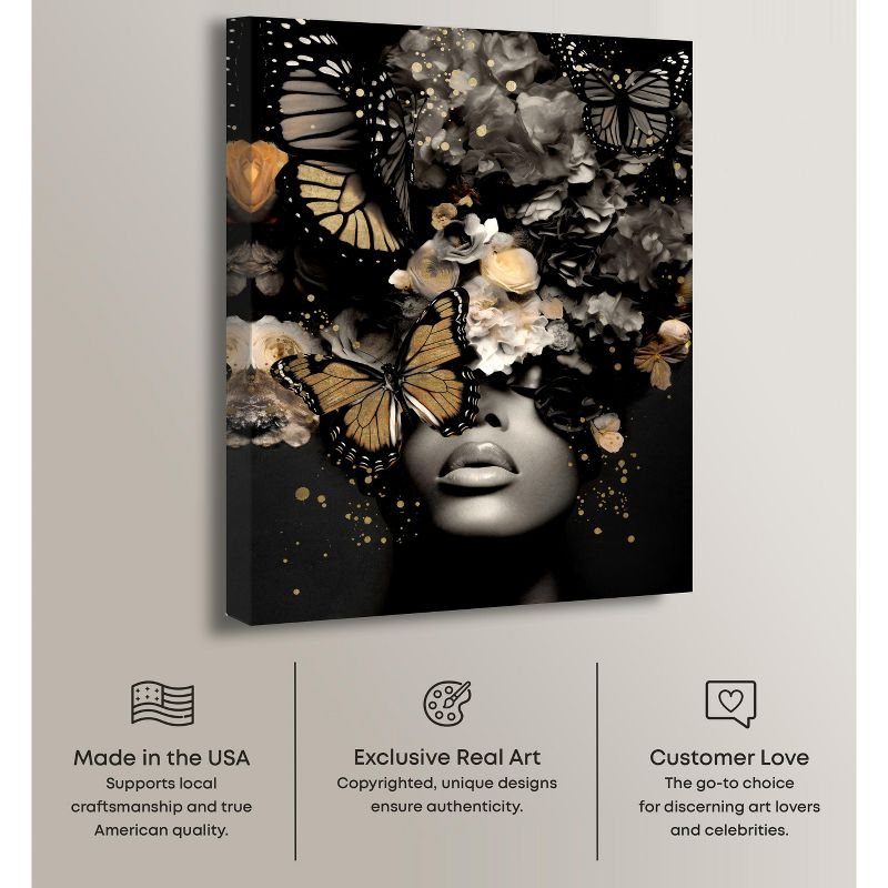 Art Remedy Butterfly Golden Goddess Gold Fashion Wall Art, 20" x 24", Gallery Wrapped