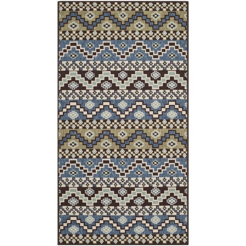 Veranda VER095 Power Loomed Indoor/Outdoor Accent Rug - Blue/Creme - 2'7"x5' - Safavieh