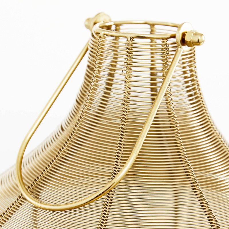 10" x 11" Round Metal Candle Holder with Handle Gold/Black - Olivia & May: Iron Lantern, Tabletop Decor