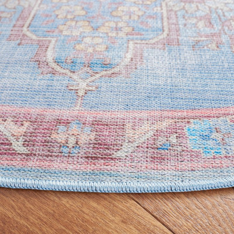Serapi SEP580 Power Loomed Machine Washable Skid-Resistant Indoor Area Rug - Blue/Brown - 6'7" Round - Safavieh