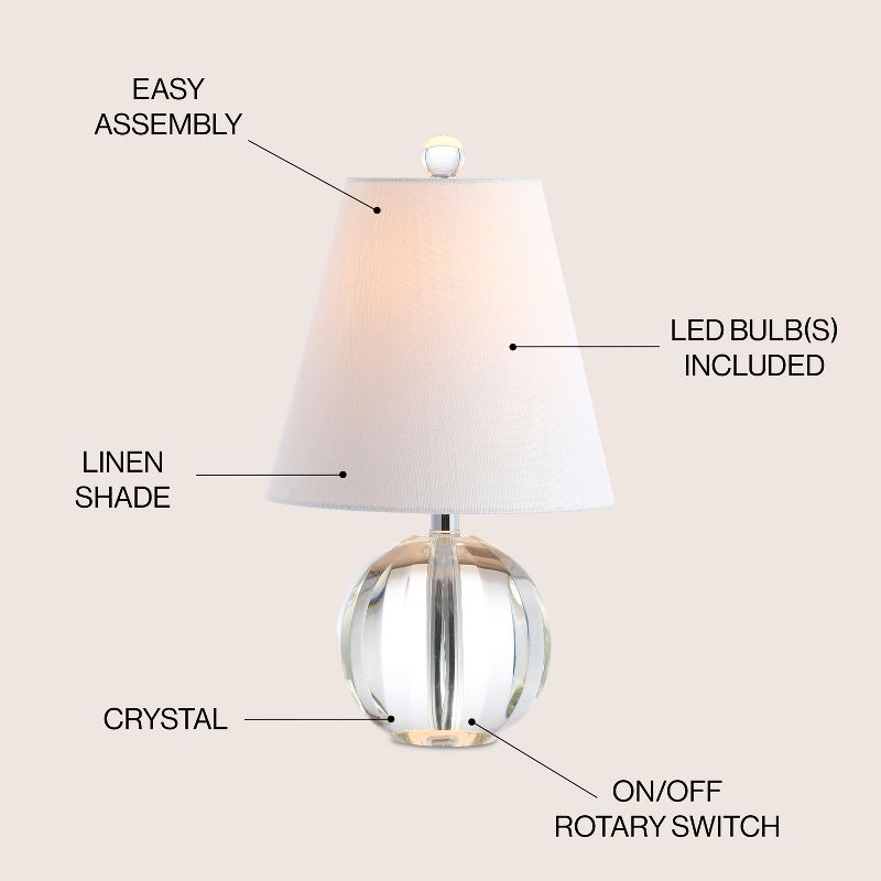 JONATHAN Y Goddard 16" Crystal Ball/Metal LED Table Lamp, Clear
