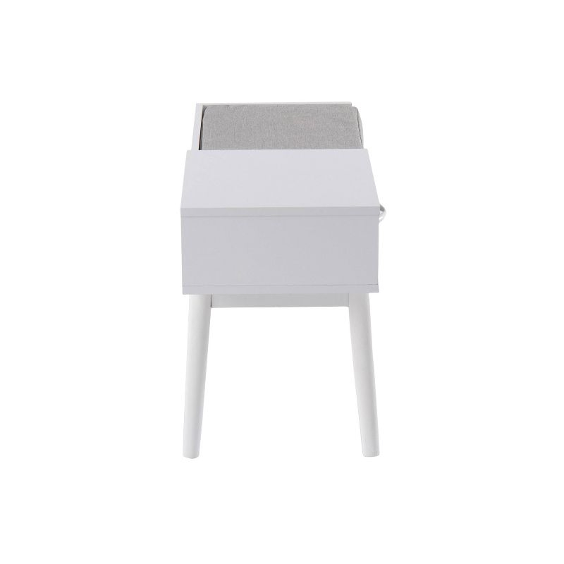 40" Telephone Polyester Wood Contemporary Bench White/Gray - LumiSource