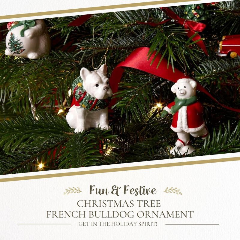 Spode Christmas Tree French Bulldog Ornament, Festive Tree Decoration, Beautiful Seasonal Accent & Classic Home Holiday Décor