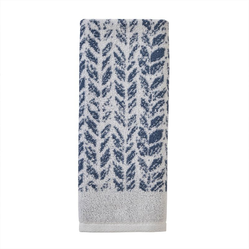 2pc Distressed Leaves Hand Towel Set Blue - SKL Home: Cotton Jacquard, Midweight, Machine Washable