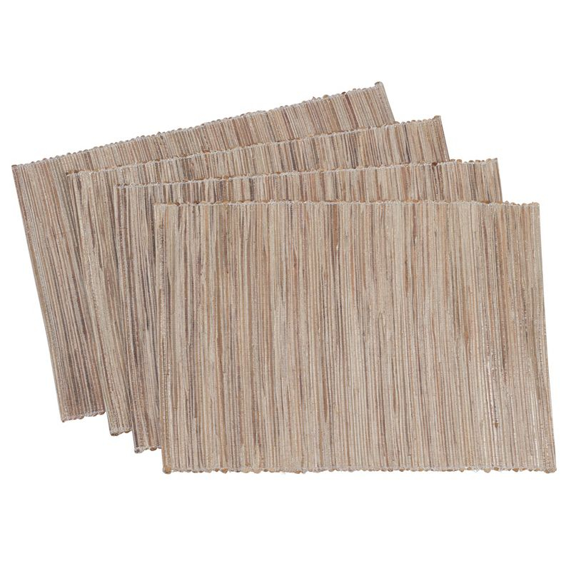 Saro Lifestyle Water Hyacinth Woven Placemats With Shimmering Accents, Beige, (Set of 4 pcs)