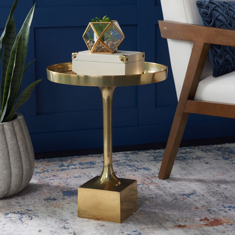 Corvus Round Side Table - FOX5519A - Antique Brass - Safavieh Couture