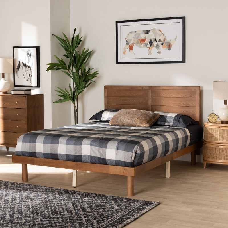 Baxton Studio Daina Mid-Century Modern Ash Walnut Finished Wood Full Size Platform Bed