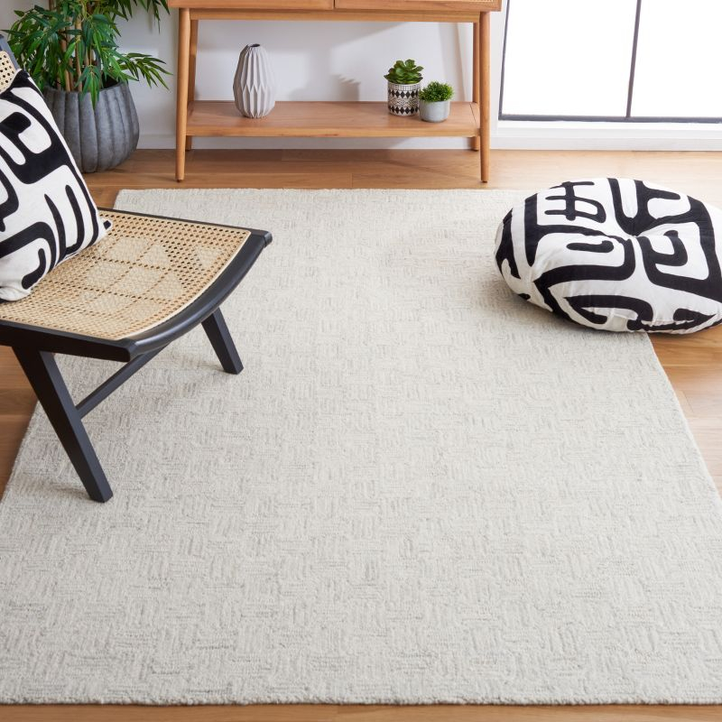 Micro-Loop MLP537 Hand Tufted Indoor Accent Rug - Light Grey/Ivory - 3'x3' - Safavieh