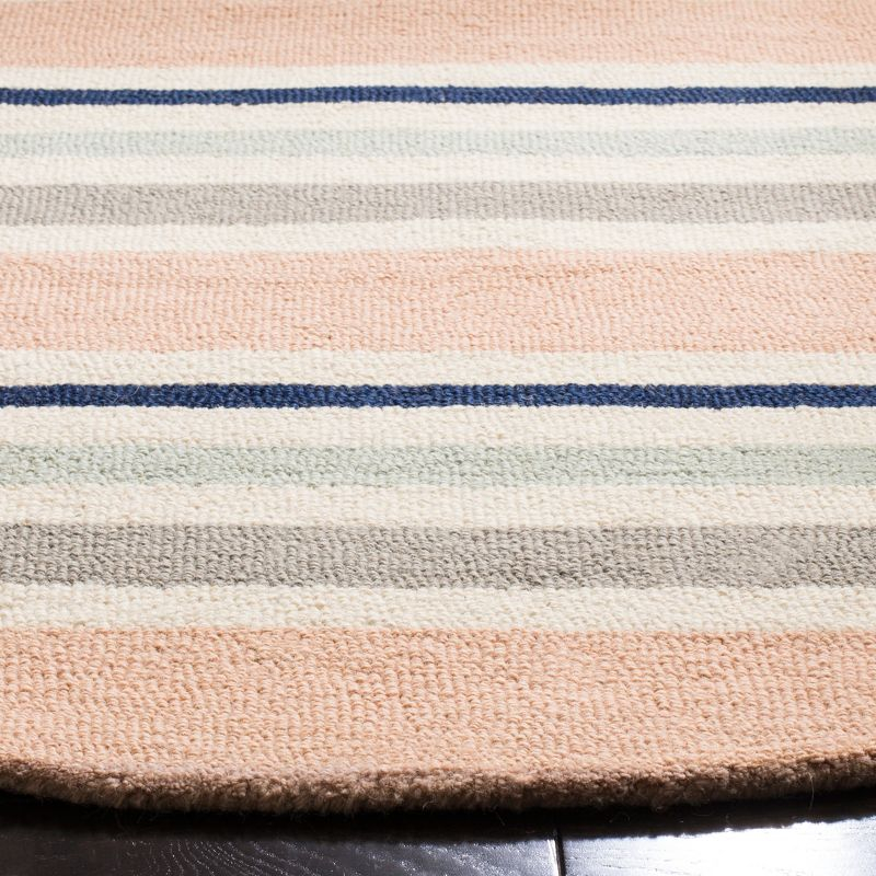 Safavieh Kids Multi Stripe SFK916 Hand Tufted Indoor Area Rug - Ivory/Multi - 5' Round - Safavieh