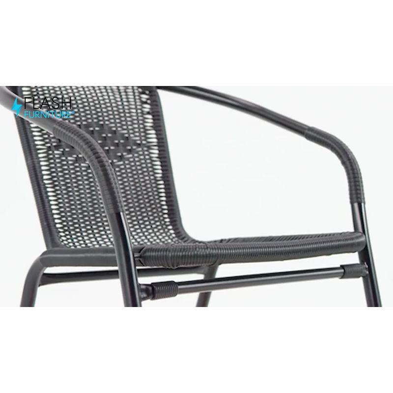 Flash Furniture Lila 4 Pack Gray Rattan Indoor-Outdoor Restaurant Stack Chair