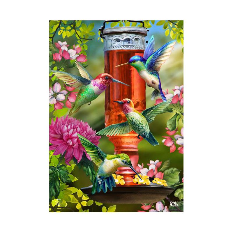 Hummingbird Feeder Spring House Flag Floral 28" x 40" Briarwood Lane