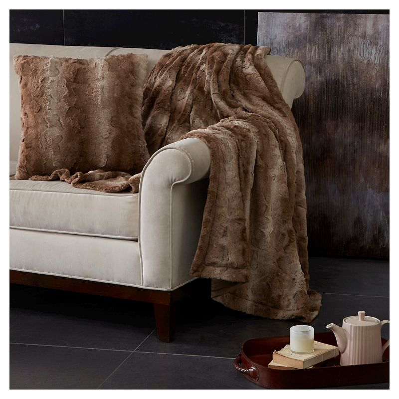 Faux Fur Striped Throw Pillow