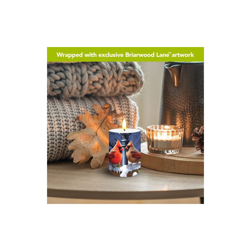 Briarwood Lane Winter Flameless Candle 6x3 Winter Glow Cardinals Flameless Candle with Timer for Winter