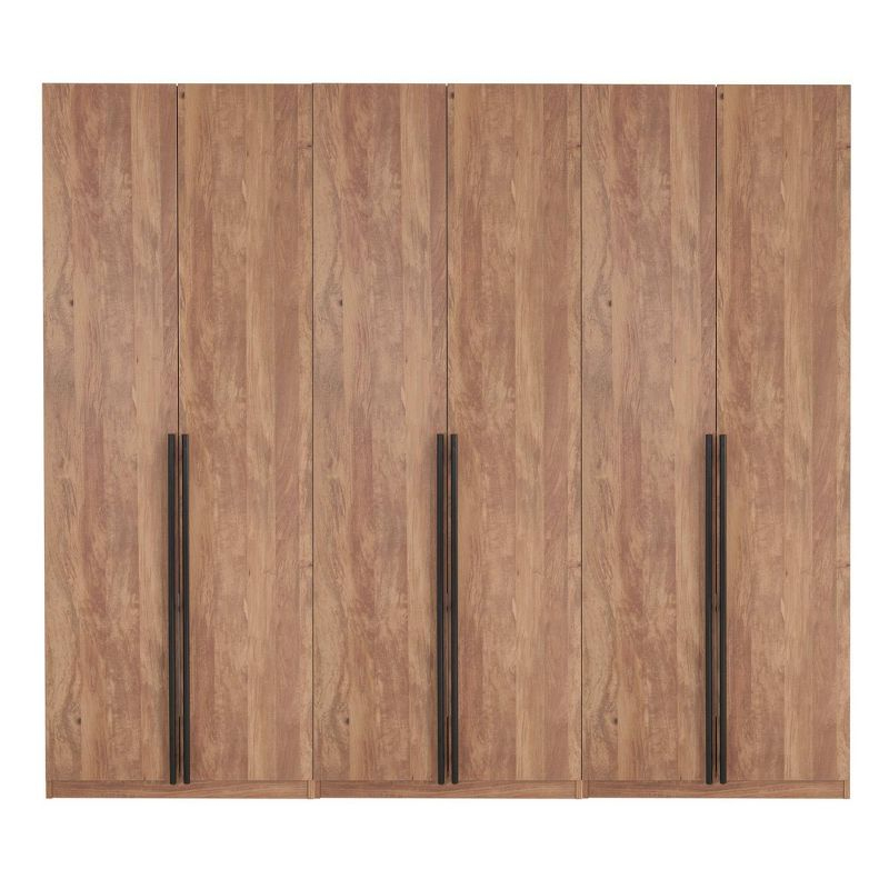 Manhattan Comfort Set of 3 Lee 2 Door and 2 Drawer Wardrobe Closets Golden Brown: Modular Storage Units, MDF Construction