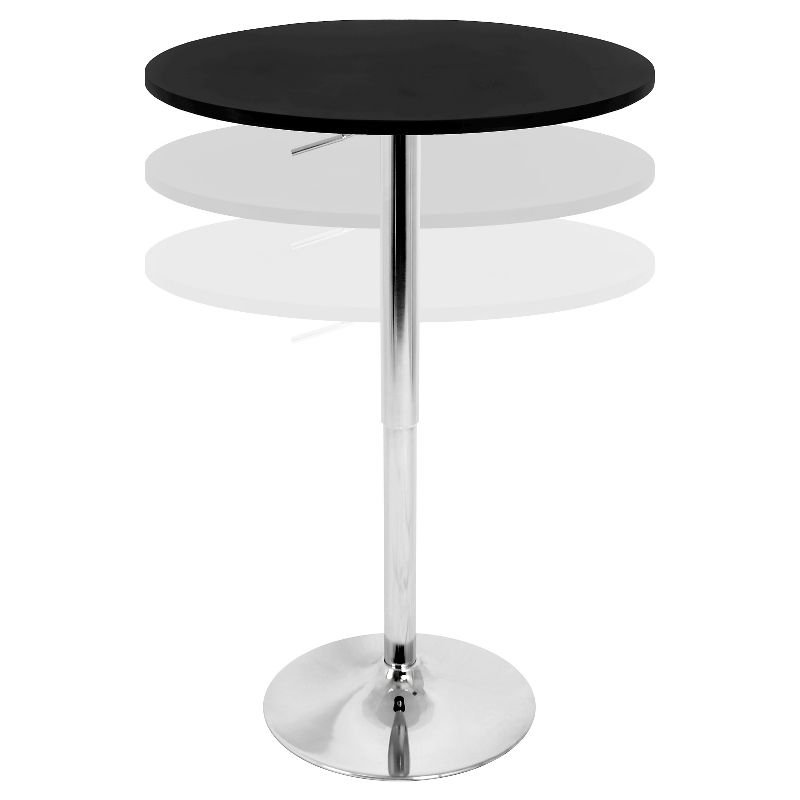 27.5" Elia Adjustable Pub, Bar and Counter Height Table: Chrome Pedestal Base, MDF Top, Kitchen-Friendly Table - LumiSource