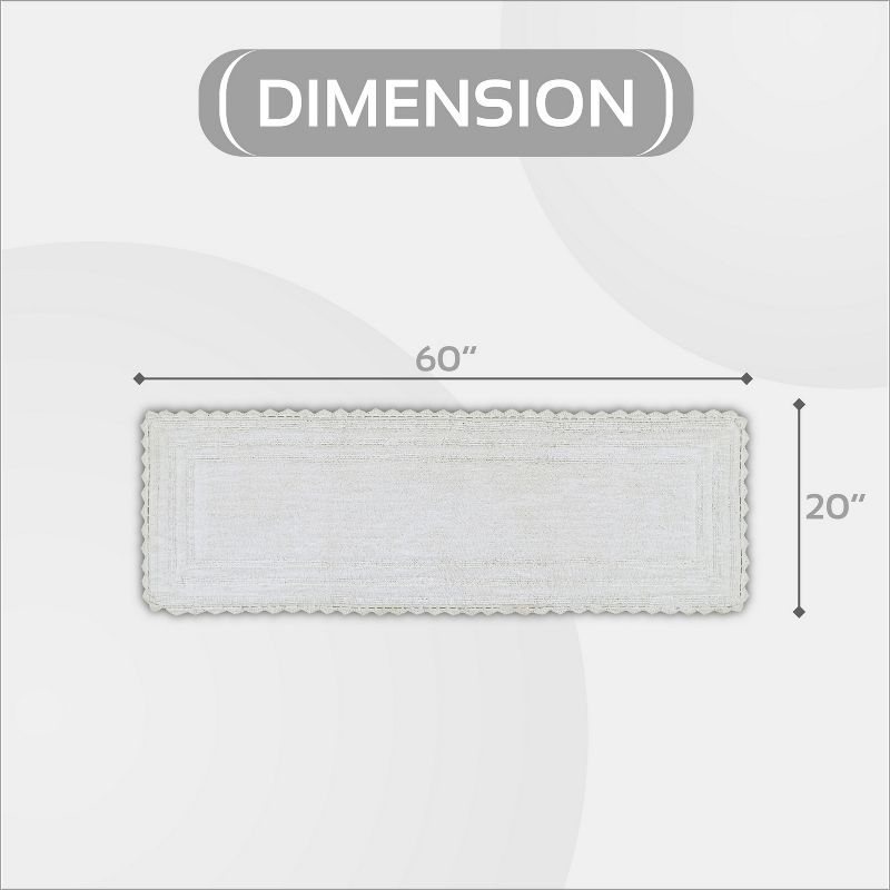 Better Trends Lilly Crochet 100% Cotton Tufted Reversible Bath Rug 20" x 60" Runner - White