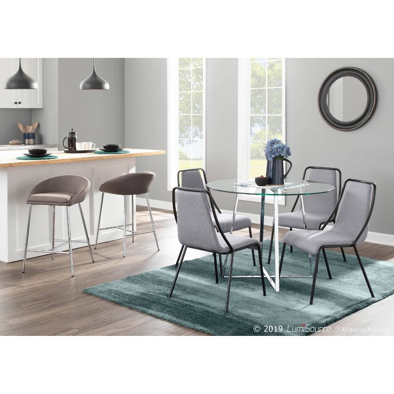 40" Cosmo Round Dining Table Chrome/Clear Glass - LumiSource: Contemporary Style, 4-Seater, Steel Pedestal Base