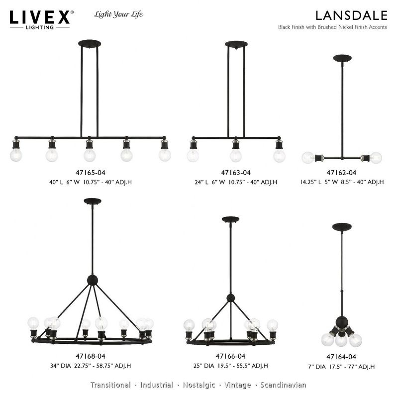 Livex Lighting Lansdale 6 - Light Chandelier in  Black/Brushed Nickel