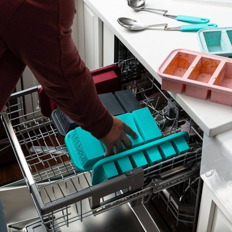 Souper Cubes 2c Food Freezing Tray with Lid Aqua Blue: Silicone Freezer Tray, Stackable, Dishwasher-Safe