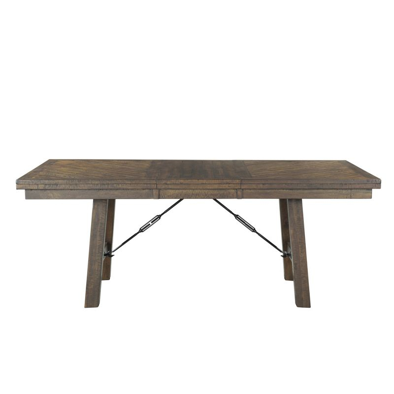 Dex 7pc Extendable Dining Table Set and 6 Upholster Side Chairs Walnut Brown/Cream - Picket House Furnishings: Smokey Finish, Flared Legs