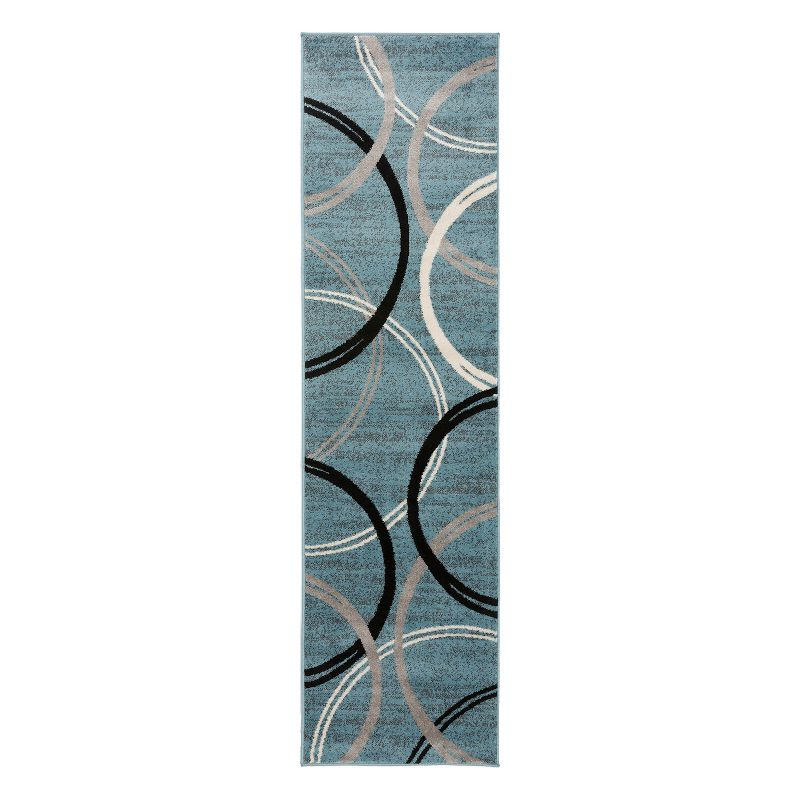 World Rug Gallery Contemporary Abstract Circles Design Blue 2' x 7' Indoor Runner Rug
