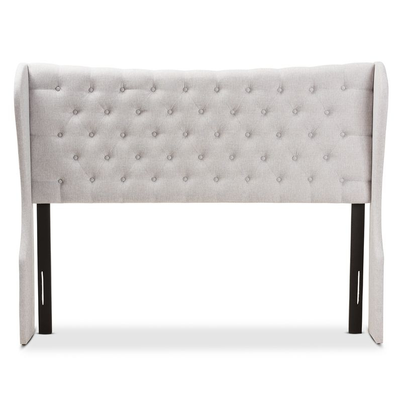 King Cadence Modern and Contemporary Fabric Button Tufted Winged Headboard Gray - Baxton Studio