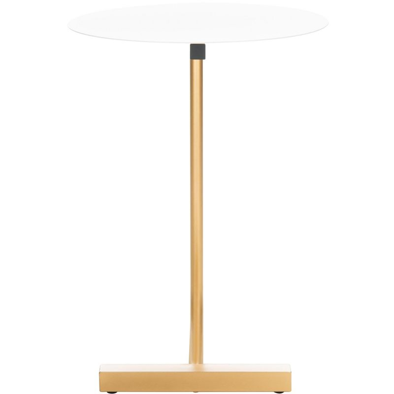 Haylee Round Side Table - White/Gold - Safavieh.