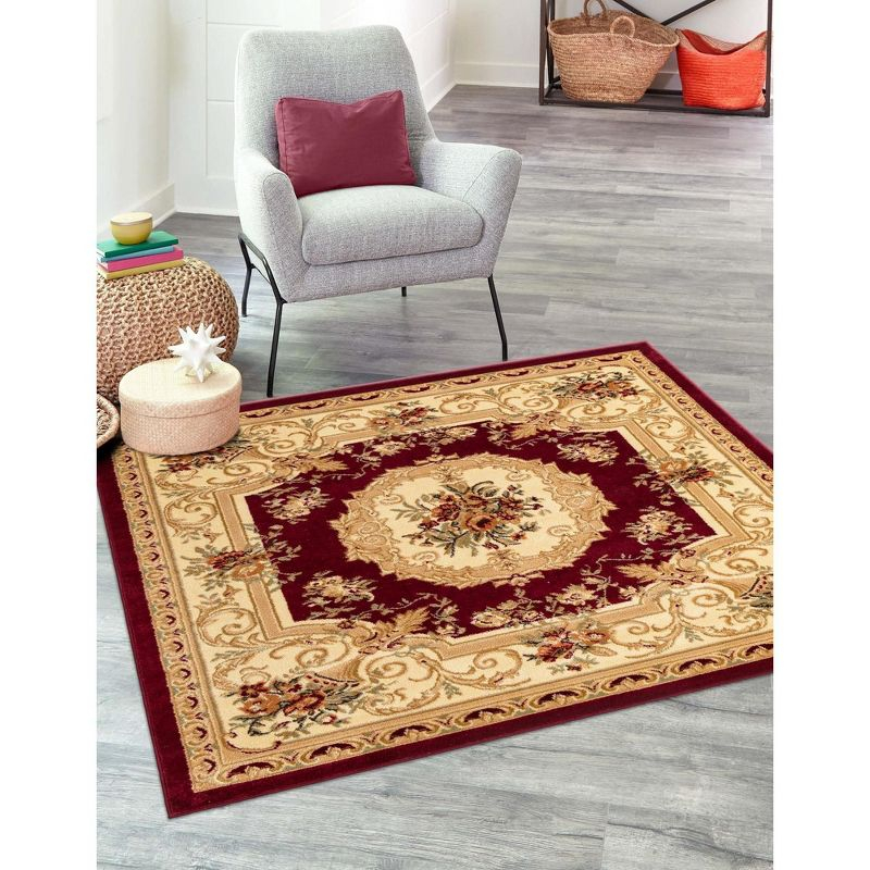 Unique Loom Versailles Collection Area Rug - Henry (7' 1" Square Red/Brown)