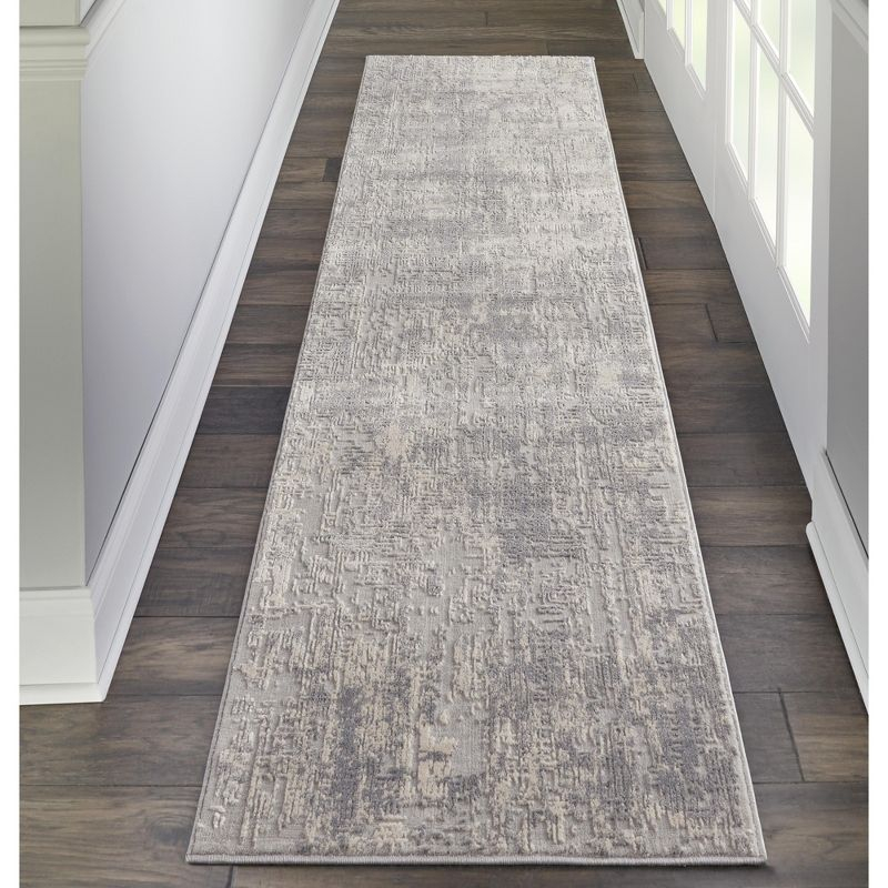 Nourison Rustic Textures Abstract Indoor Area Rug Ivory/Silver 2'2" x 7'6"