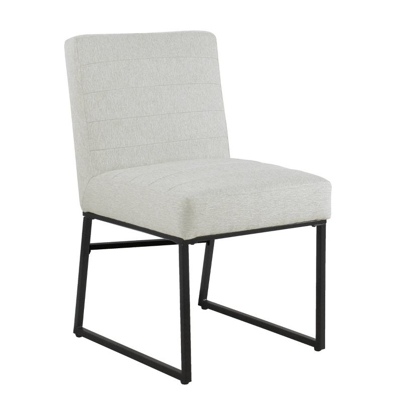 Channeled Metal Dining Chair: HomePop Modern Espresso Legs, Polyester Upholstery, 250lb Capacity